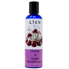 Load image into Gallery viewer, Lick Cherries and Cream Flavored Massage Oil - bottle front view