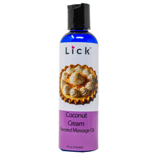 Load image into Gallery viewer, Lick Coconut Cream Flavored Massage Oil - bottle front view