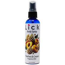 Load image into Gallery viewer, Lick Peaches and Cream Body Spray - bottle front view