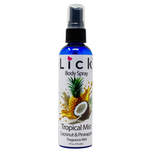 Load image into Gallery viewer, Lick Tropical Mist - Coconut and Pineapple Body Spray - bottle front view