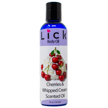 Load image into Gallery viewer, Lick Cherries and Whipped Cream Scented Body Oil - bottle front view