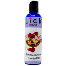 Load image into Gallery viewer, Lick Rose & Jasmine Scented Body Oil - bottle front view
