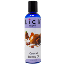 Load image into Gallery viewer, Lick Caramel Scented Body Oil - bottle front view