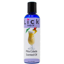 Load image into Gallery viewer, Lick Pina Colada Scented Body Oil - bottle front view