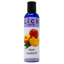 Load image into Gallery viewer, Lick Peach Scented Body Oil - bottle front view