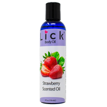 Load image into Gallery viewer, Lick Strawberry Scented Body Oil - bottle front view