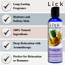 Load image into Gallery viewer, Lick Pineapple Aromatic Bath Oil - benefits graphic