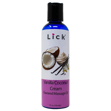 Load image into Gallery viewer, Lick Vanilla Coconut Cream Massage Oil - bottle front view