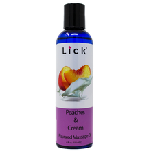 Load image into Gallery viewer, Lick Peaches & Cream Flavored Massage Oil - bottle front view