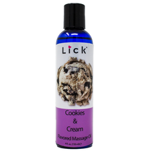 Load image into Gallery viewer, Lick Cookies & Cream Flavored Massage Oil - bottle front view