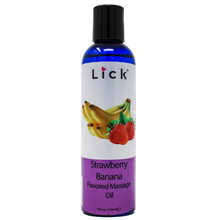 Load image into Gallery viewer, Lick Strawberry Banana Flavored Massage Oil - bottle front view