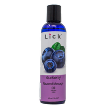 Load image into Gallery viewer, Lick Blueberry Flavored Massage Oil - bottle front view