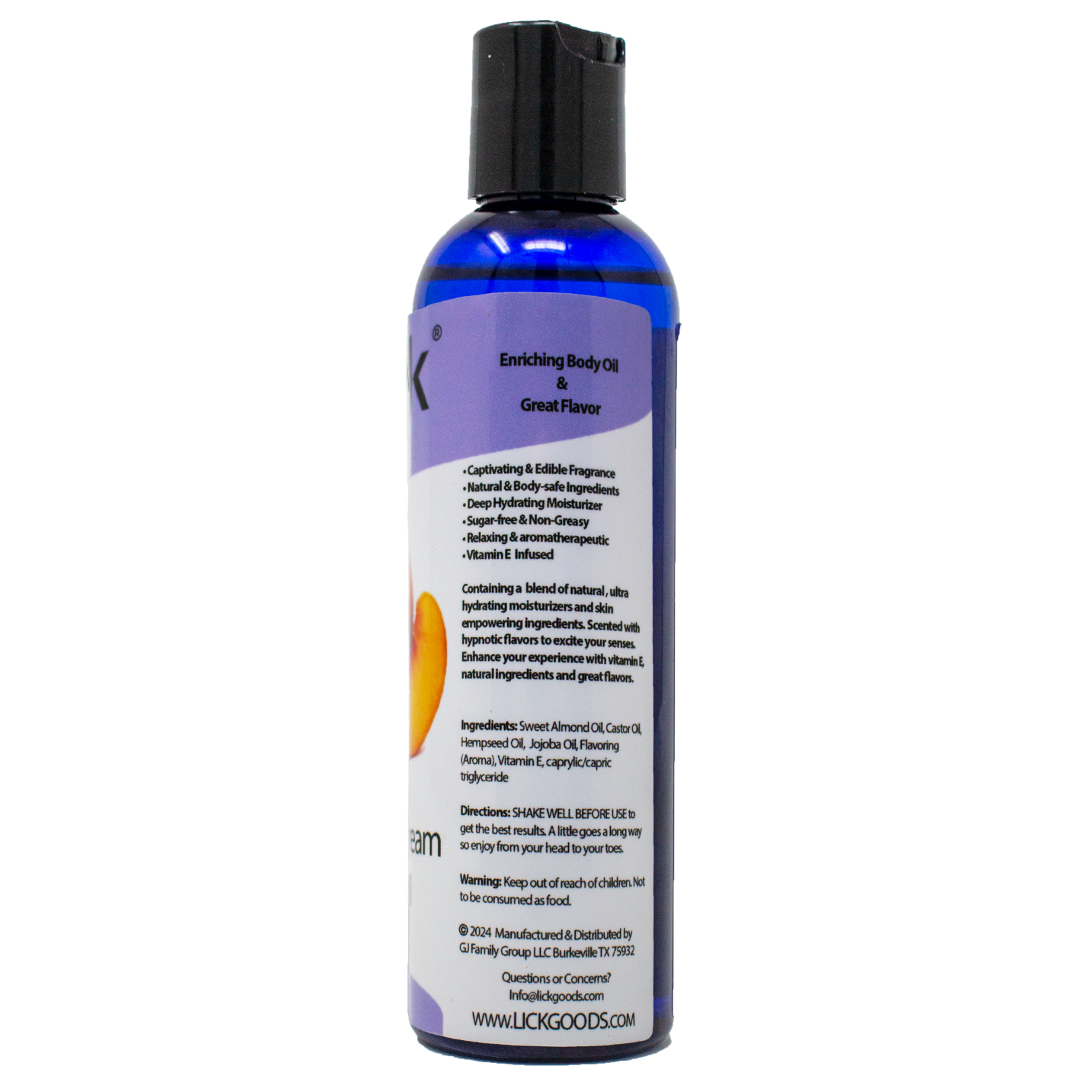 Peaches and Cream Scented Body Oil  Lickgoods.com