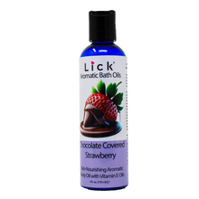 Load image into Gallery viewer, Lick Chocolate Covered Strawberry Aromatic Bath Oil - bottle front view
