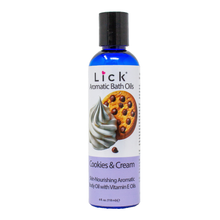 Load image into Gallery viewer, Lick Cookies and Cream Aromatic Bath Oil - bottle front view
