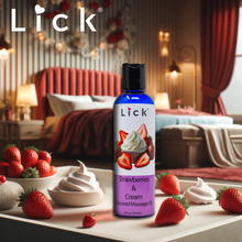 Load image into Gallery viewer, Lick Strawberries and Cream Flavored Massage Oil - product photo 4
