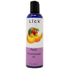 Load image into Gallery viewer, Lick Peach Flavored Massage Oil - bottle front view
